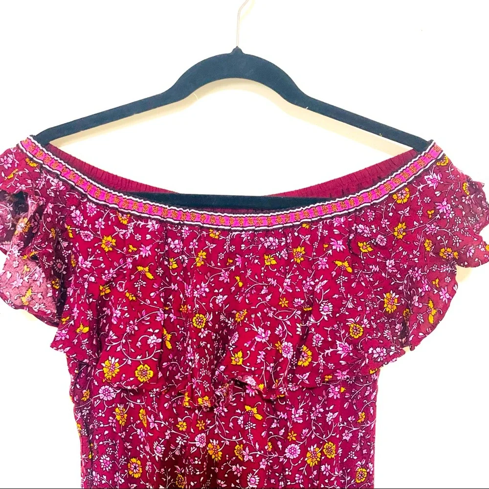 Chelsea & Violet Off Shoulder Ruffle Floral Jumpsuit Women size S - Picture 5 of 11